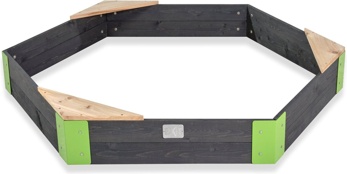 Exit Toys exit axent arenero de madera hexagonal 160x140cm - arenero exterior - arenero infantil - madera FSC - jardín