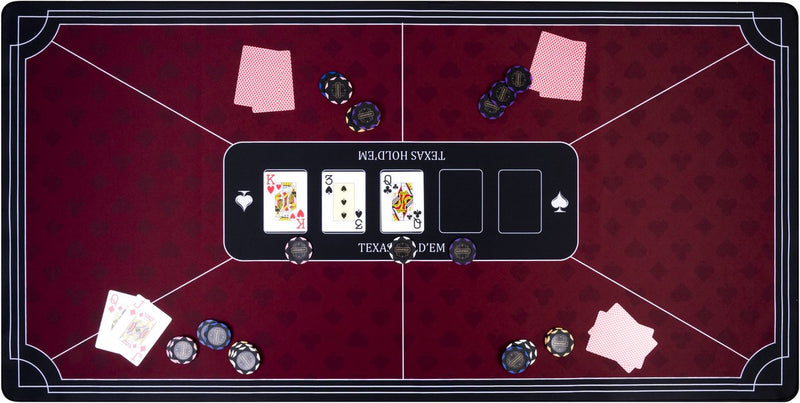 Tappeto da poker Longfield rosso 120x60 cm - gomma poliestere - superficie di gioco liscia - accessorio dadi da poker - cuore d'angelo