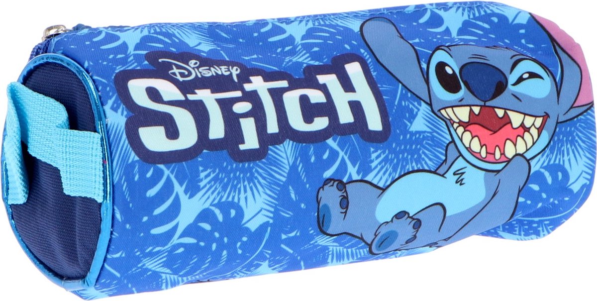 Lilo stitch pencil case - pencil case for child - round - blue - pencil case