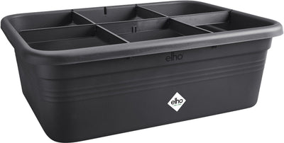 Elho green basics grow garden l - grote kweekbak - moestuinbak met vakverdelers - 100% gerecycled plastic - 76.3 x 57.4 x 26.8 cm - living black