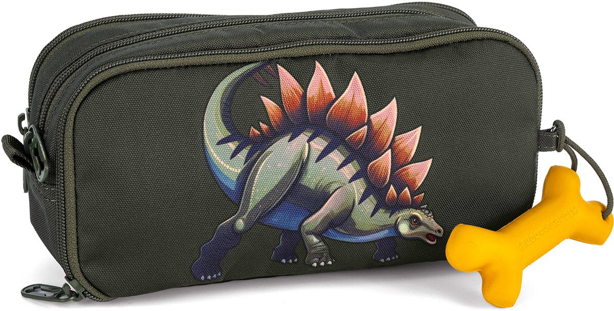 Pietre e ossa Rowan 2.0 - astuccio - astuccio per bambini - 3 scomparti - dino digest - kaki