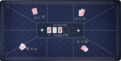 Alfombra de poker Engelhart azul 180x90 cm - goma de poliéster - superficie de juego lisa - accesorio dados de poker -