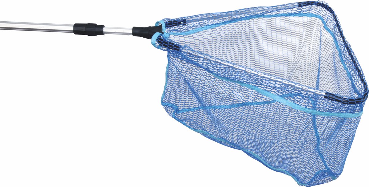 Albatros got’m landingnet rubber – blauw rubber schepnet met uitschuifbare aluminium steel 200 2-delig