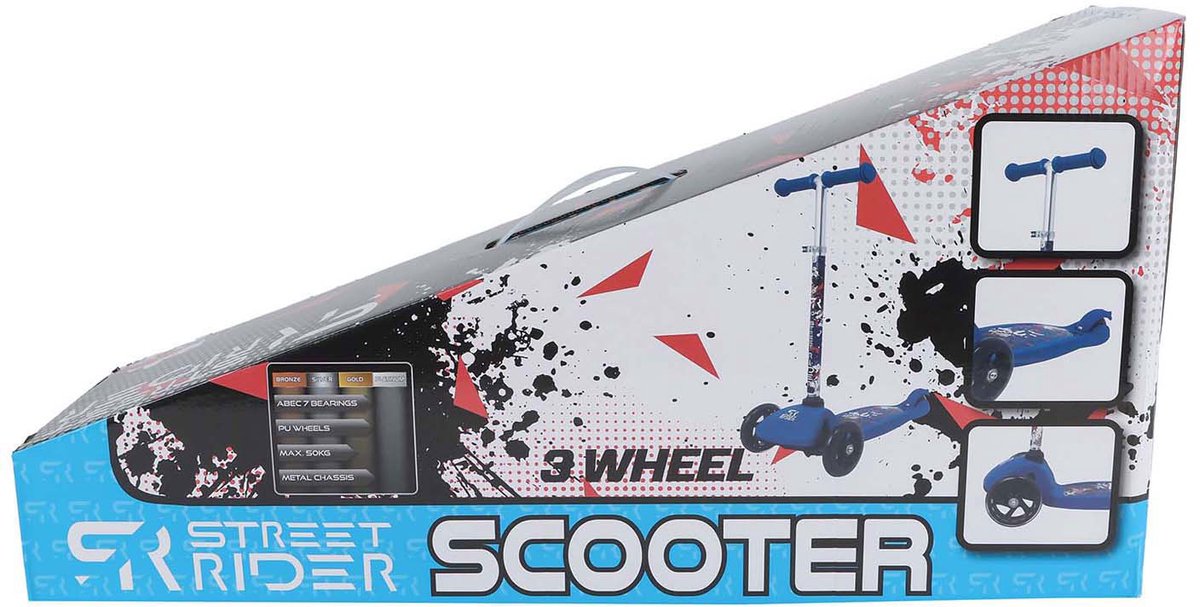 Street Rider Scooter a 3 ruote con sterzo regolabile Abec 7 Blue