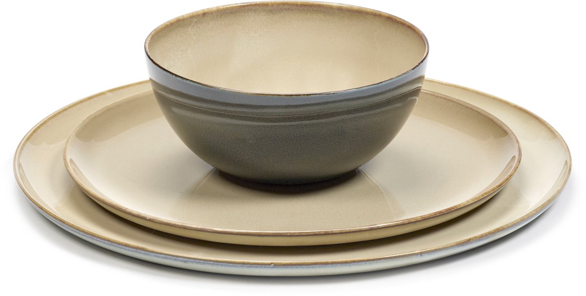 Serax - anita le grelle terres de rêves - set di stoviglie - grigio nebbia - 12 pezzi