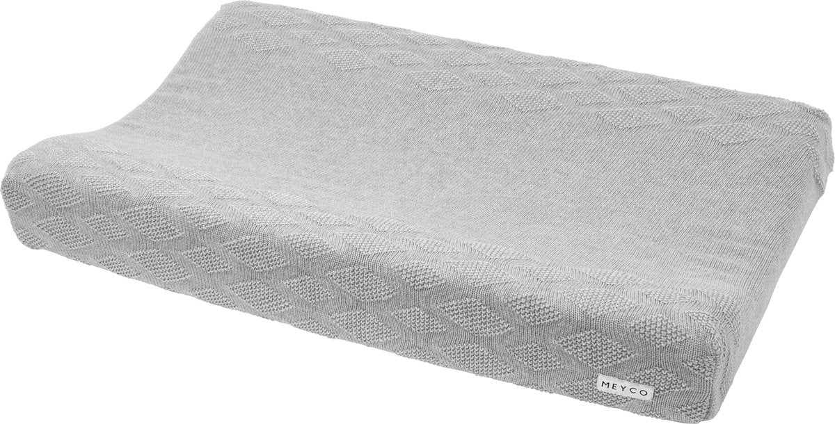 Meyco baby diamond aankleedkussenhoes - biologisch - grey melange - 50x70cm