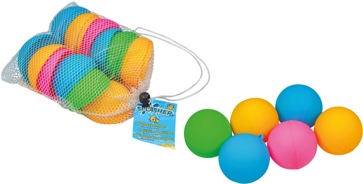 Spruzzi d'acqua Pustefix - 6 bombe d'acqua - colori misti - in borsa a rete - 4 anni