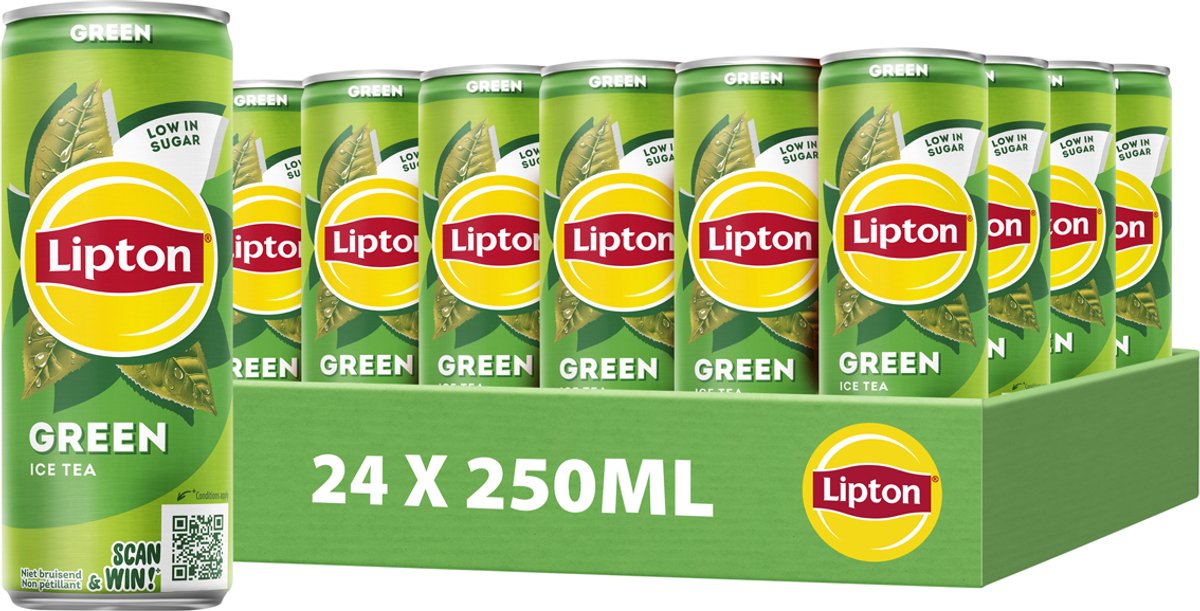 Tè freddo Lipton - verde - a basso contenuto di zuccheri, senza coloranti e conservanti - 24 x 250 ml