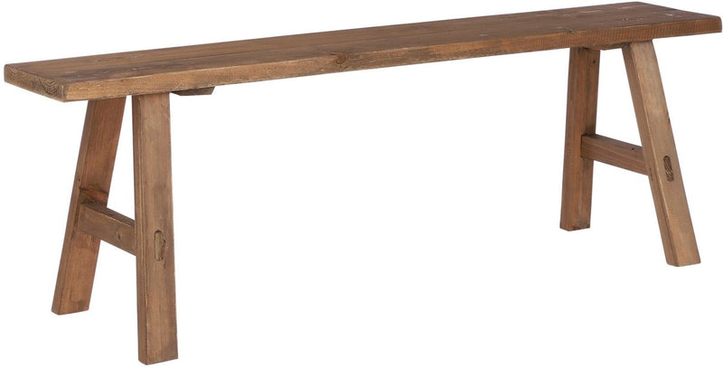 Banco de madera atrevido con decoraciones de mica - largo 108 x ancho 20 x alto 37 cm - madera reciclada - marrón