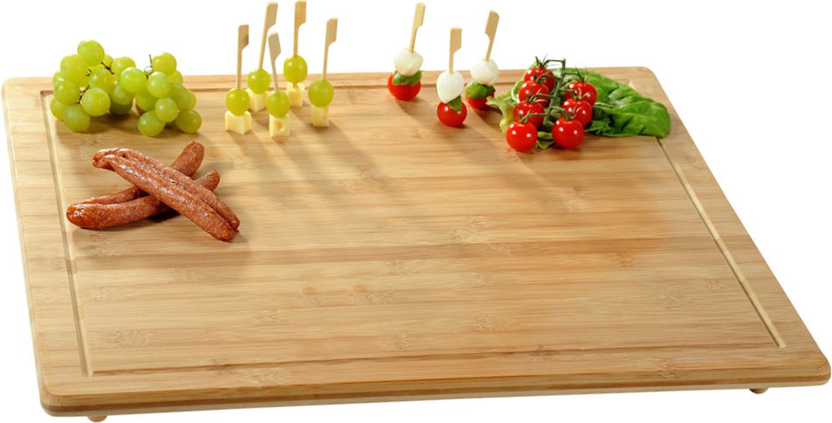 Kesper xxl fsc® tabla de cortar de madera cubierta de madera de bambú, con borde de albura | tabla de cortar | placa de cubierta de vitrocerámica | tamaño 56x50x4cm