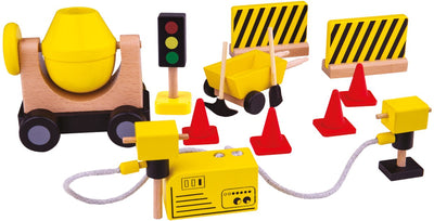 Tidlo Wooden Dollhouse Construction Workers Material de construcción, 13dlg.