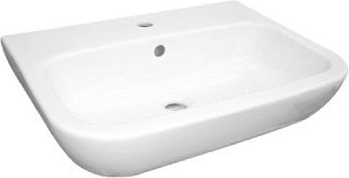 Plieger brussel wastafel 50x45cm - 1 kraangat - overloop - keramiek - glans wit