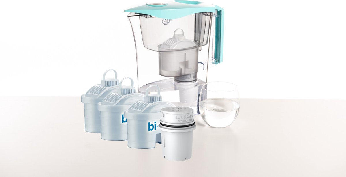 Laica microplastic-stop (ufsbe02) - waterfilterkan - 3 liter - dubbele filtratie - waterfilter verwijdert microplastics - turquoise