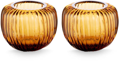 Vtwonen - set da 2 - candelieri - marrone - vetro - 11x9 cm