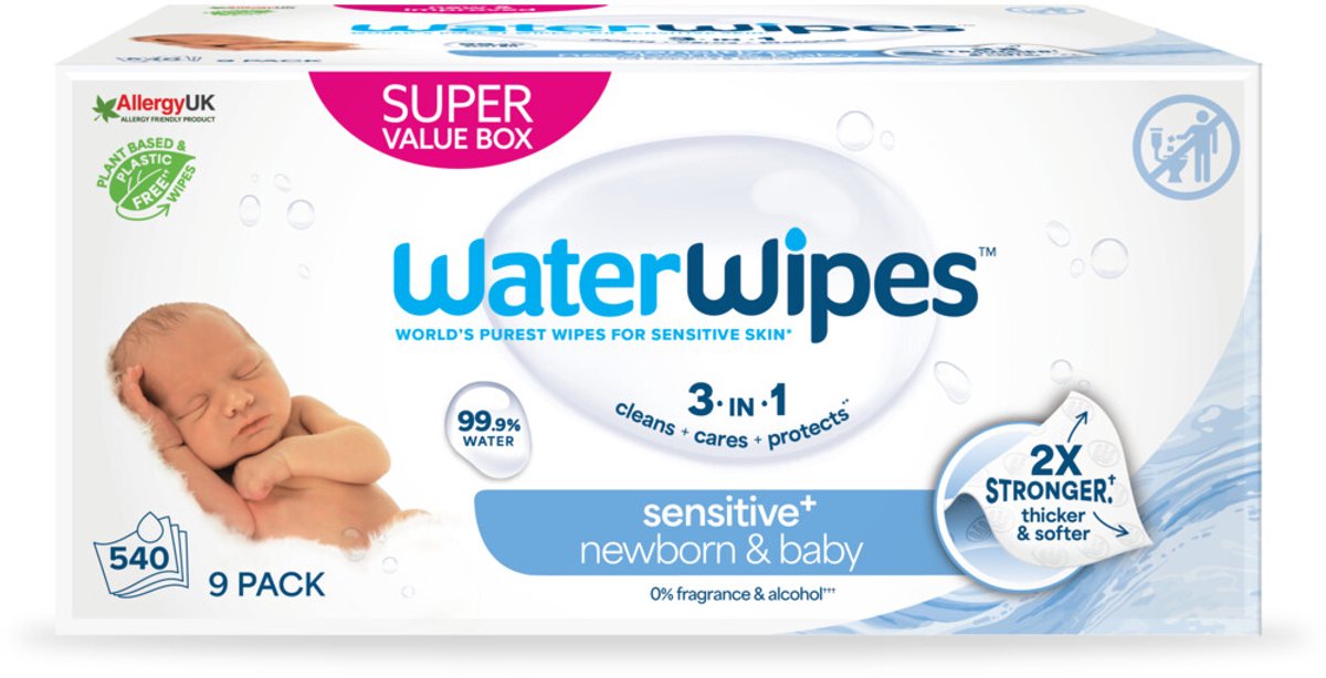 Waterwipes billendoekjes bio - 9 x 60 stuks - 540 doekjes