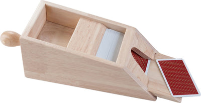 Zapatilla Longfield Black Jack - madera - con asa - adecuada para 4 barajas de cartas - 28 x 11,5 x 9,5 cm - corazón de ángel