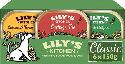 Lily's Kitchen - cibo per cani - cibo umido - cene classiche multipack pollo, tacchino, agnello manzo - 6 x 150 g