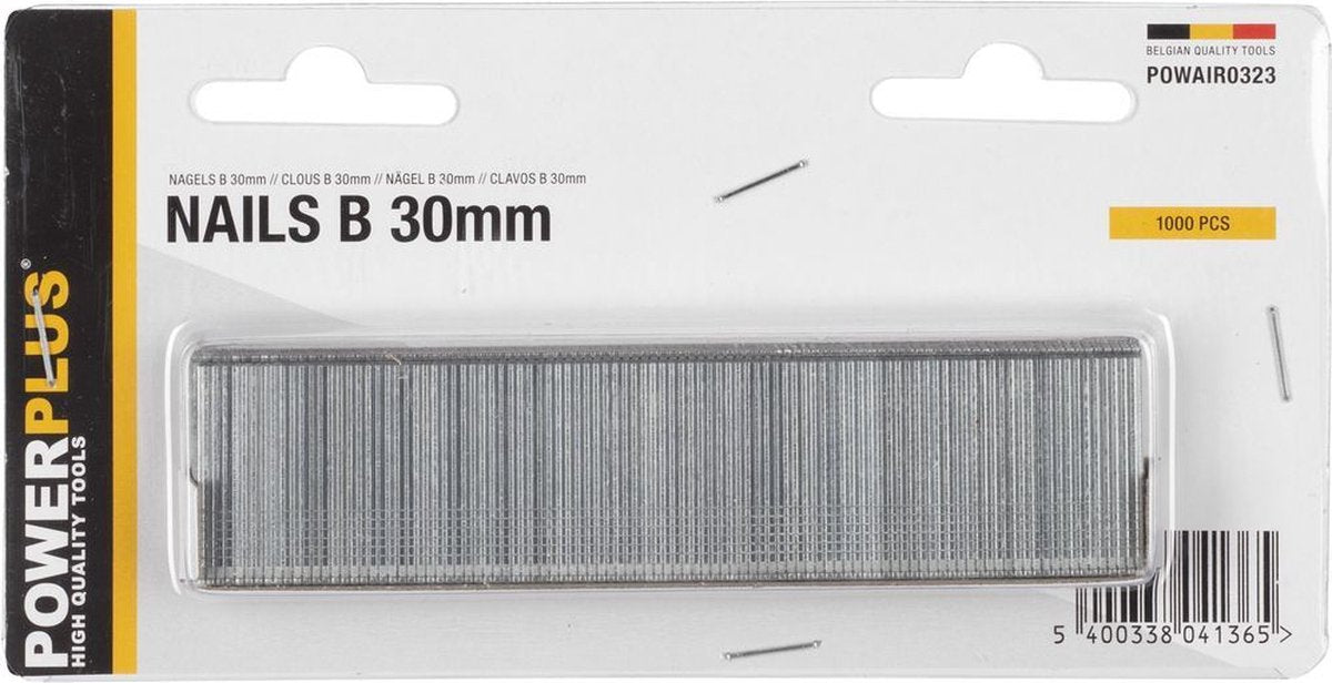 Powerplus powair0323 spijkers - voor nietmachine tacker - type b - 30mm - 1000stuks