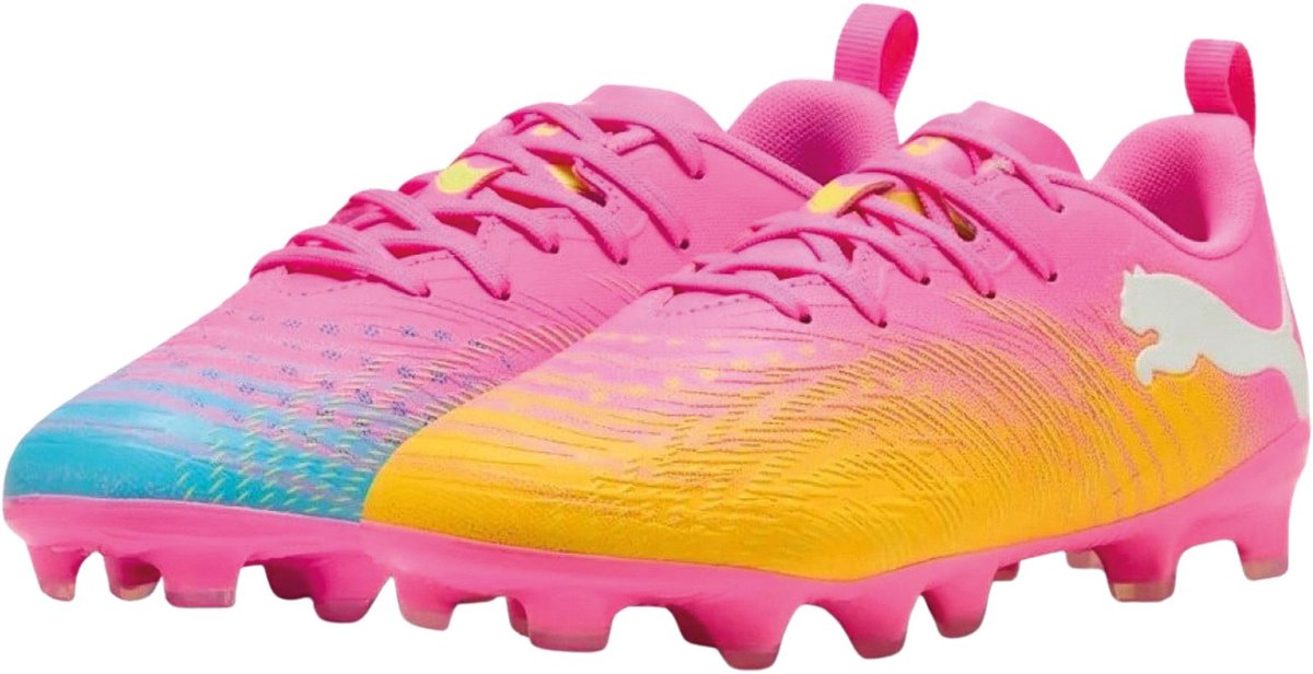 Zapatillas deportivas unisex Puma Future 9 Play FG AG Jr - Poison Pink-Sun Stream-Bright Aqua- Blanco