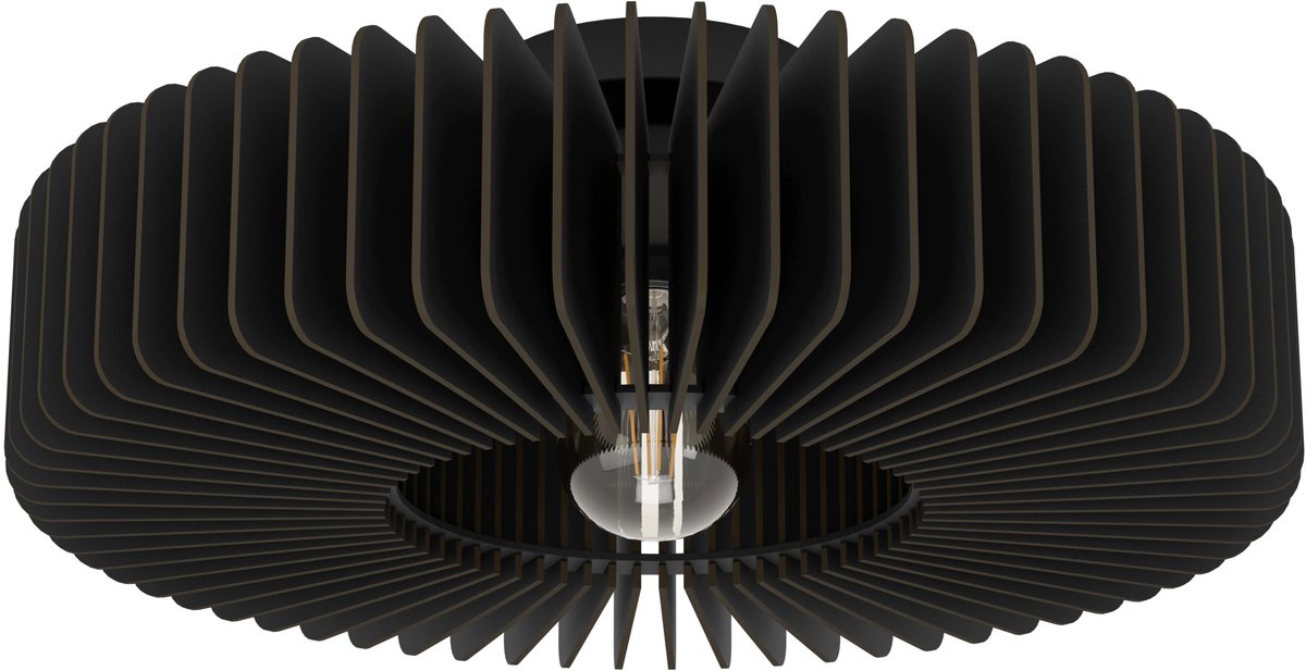 Lampada da soffitto Eglo palombaia - e27 - ø 50 cm - nero - legno|acciaio