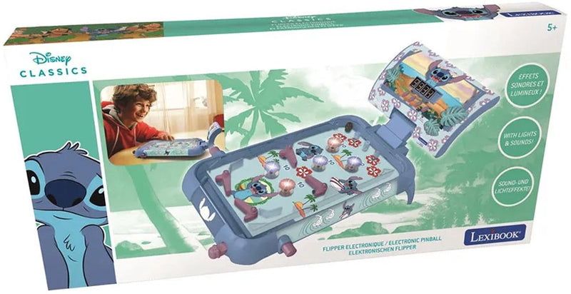 Flipper elettronico da tavolo Lexibook Stitch con un design fantastico, suoni, luci e punteggi digitali per giocare da solo o sfidare i tuoi amici.