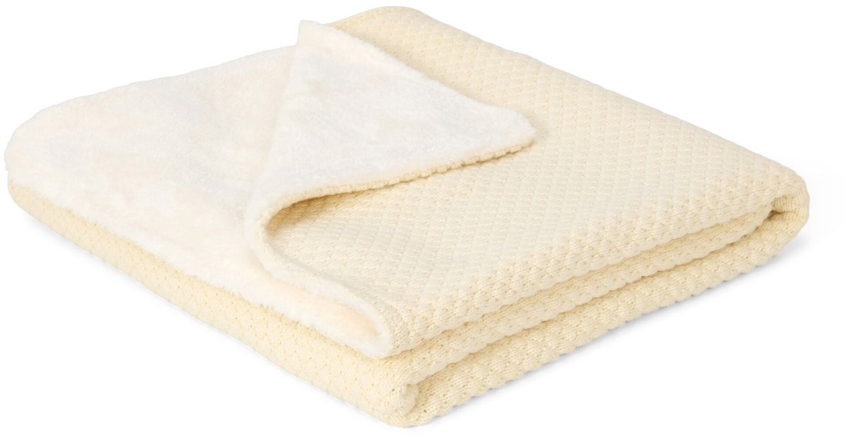Coperta per culla lavorata a maglia Little Dutch - pile - bianca - Essentials