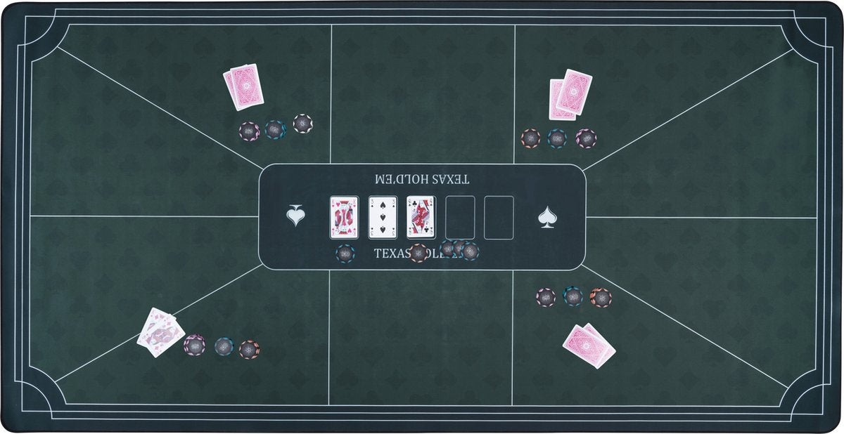 Longfield pokerkleed groen 180x90 cm - polyester rubber - glad speeloppervlak - poker dobbel accessoire - engelhart