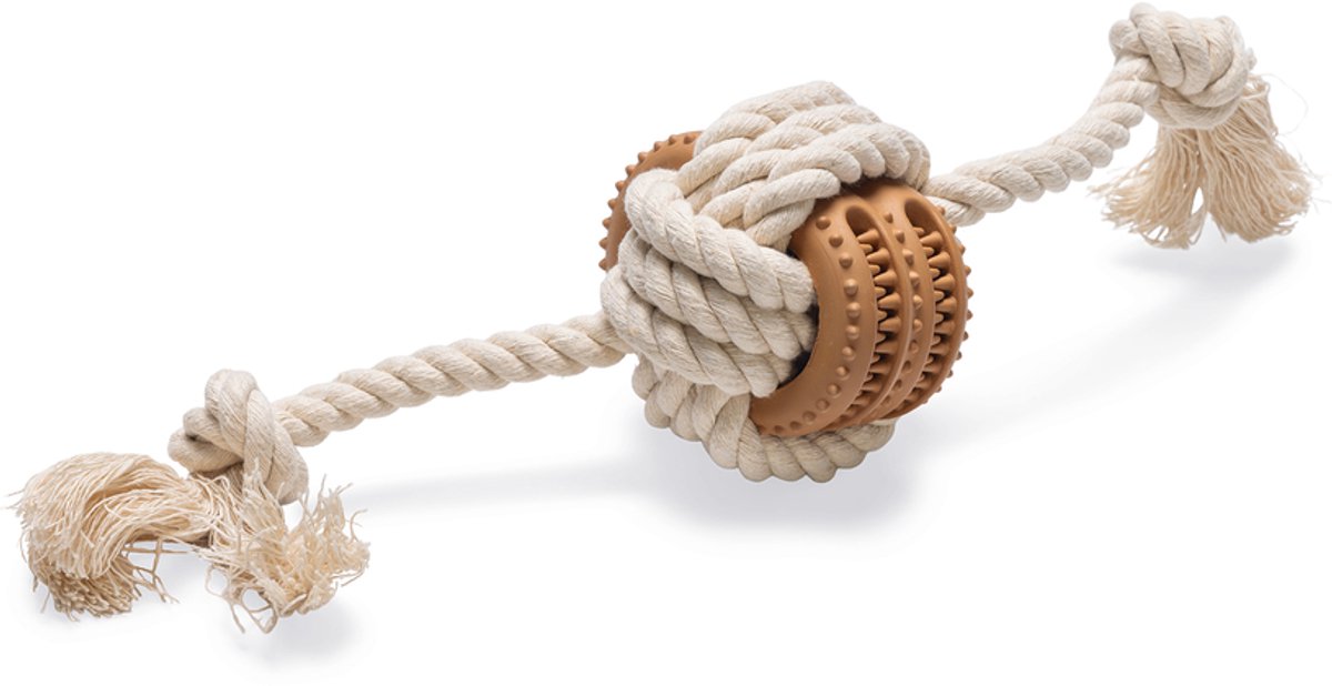Corda da gioco dentale per cuccioli Beeztees fem - giocattoli per cani - cotone di gomma - beige marrone - 30x8,8x8,8 cm