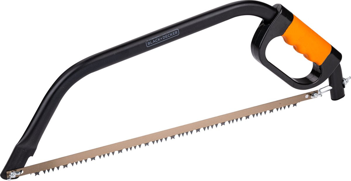Sierra de arco black+decker bxgtto7032 - 21 53cm - mango suave y cómodo - amortiguador - protección para los nudillos - acero - negro naranja