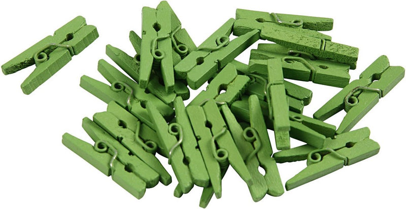 Creativ company mini pinzas para la ropa, largo: 25 mm, ancho: 3 mm, verde, 36 piezas 1 caja