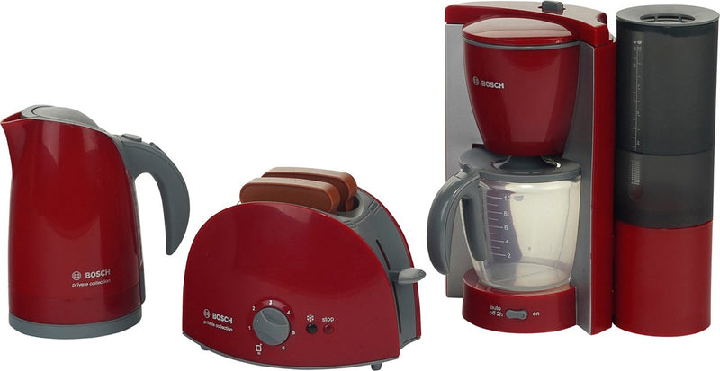 Klein juguetes bosch juguete electrodomésticos de cocina desayuno - cafetera - tostadora - hervidor - rojo