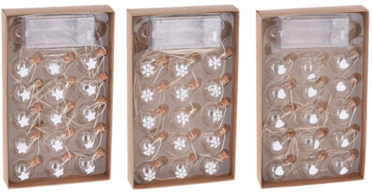 Ghirlanda filo con 15 palline di Natale a LED BIANCO