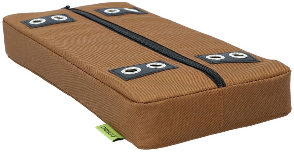 Cuscino portapacchi Dresco - comodo - marrone - dimensioni 32x15x5 cm - montaggio con fascette - cerniera nella copertura
