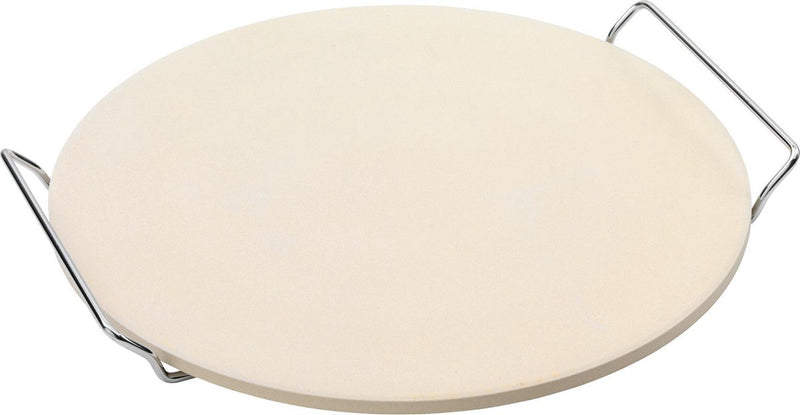 Punto-virgule - pietra per pizza - cordierite - con supporto in metallo - adatta per barbecue - 34 cm
