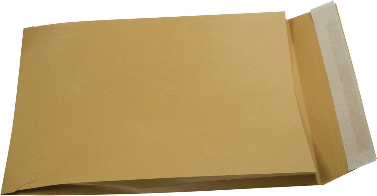 Buste Gallery con soffietto dimensioni 229 x 324 x 35 mm chiusura a nastro scatola kraft marrone da 250 pezzi