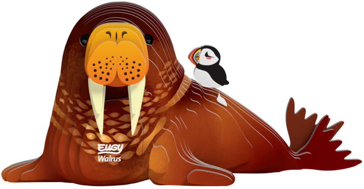 Puzzle Eugy 3d - morsa - animales marinos - sostenible - colecciónalos todos - 6 años