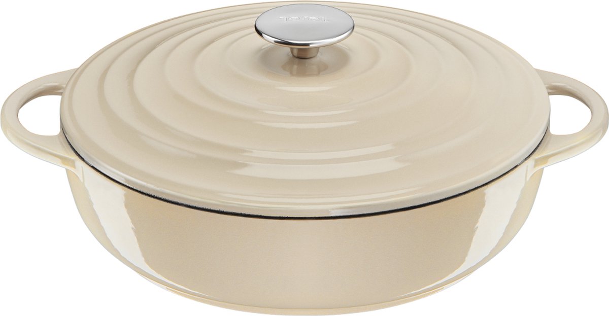 Tefal lov - lage braadpan - 3.8l - ø 28 cm - beige - geschikt voor inductie - keramische coating