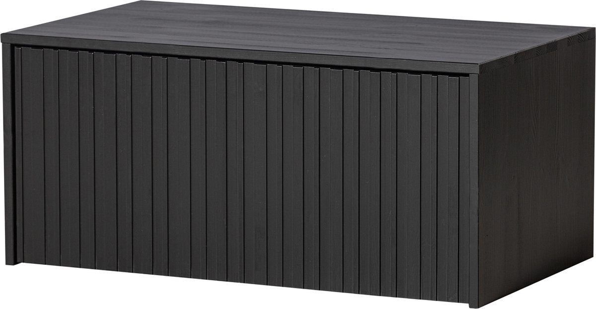 Banco baúl grabado nuevo Woood - pino - negro - 40x88x50