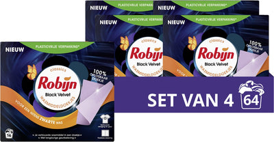 Robijn - wasmiddeldoekjes - black velvet - 64 wasstrips - voordeelverpakking