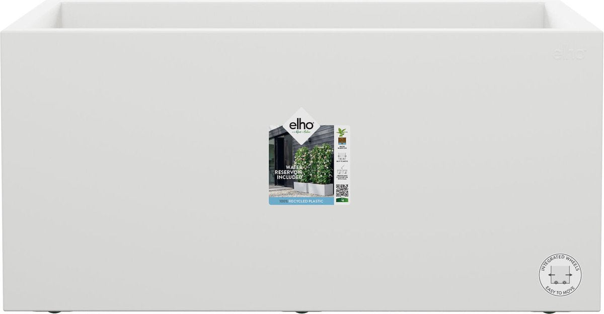 Elho vivo next lang 80 - macetero para interior exterior rectangular - 100% plástico reciclado - l 78,0 x h 37,9 cm - blanco