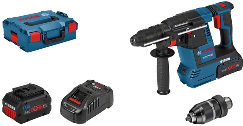 Taladro percutor inalámbrico Bosch GBH 18V-26 F C G en L-Boxx con 2 baterías de 5,5 Ah - 061191000F