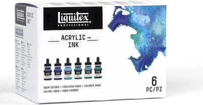Winsor Newton Liquitex 3699375 Set di inchiostri acrilici professionali – Aqua Colors 6×30ml – Inchiostro acrilico altamente pigmentato e resistente all'acqua