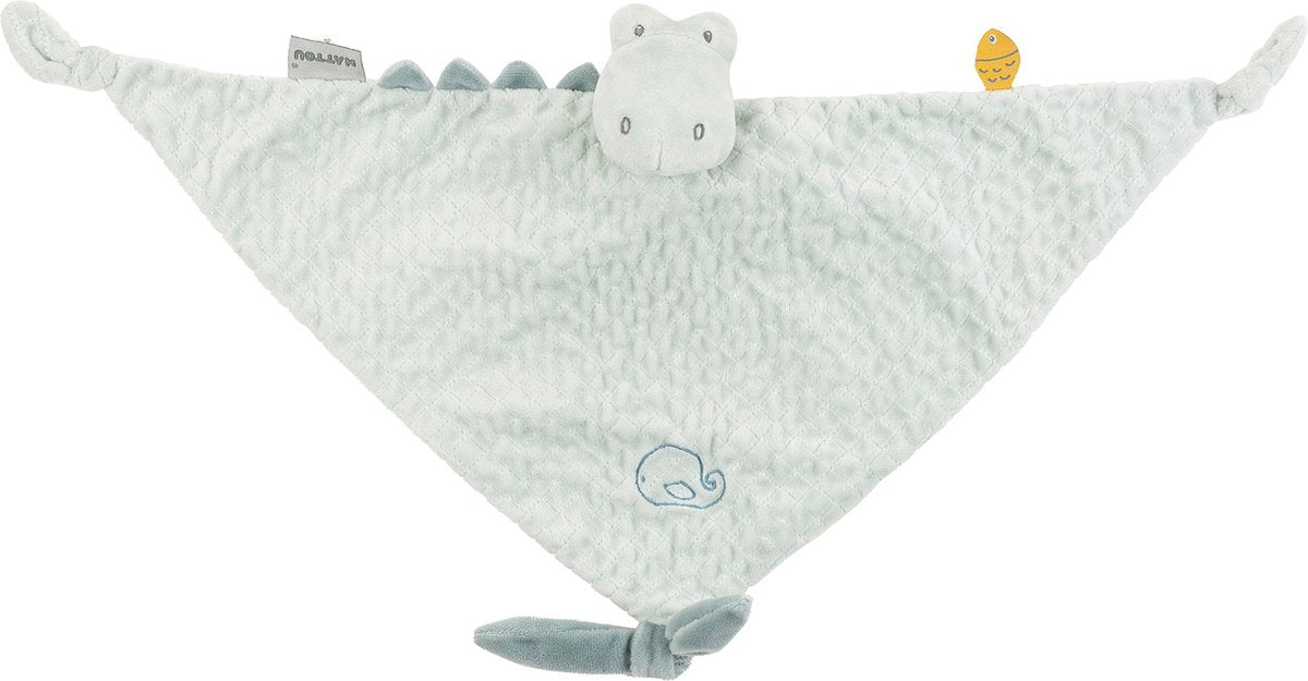 Nattou panno coccole doudou - coccodrillo - romeo, jules e sally - 65x30 cm - verde chiaro