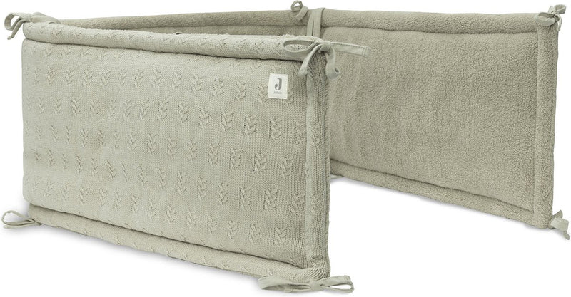 Jollein - Protector de cama 180x30 cm - Cuna protectora para cuna - Algodón acrílico - Punto granulado - Verde oliva