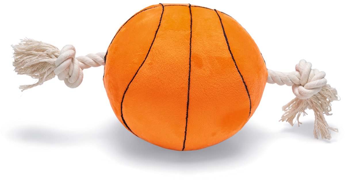 Beeztees basket con corda - giocattolo per cani - peluche - arancione - 33x19x19 cm