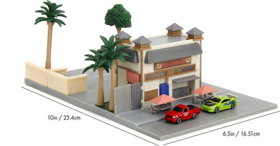 Jada Toys Fast Furious Nano Metal Figure Nano Scene Torettos Café Diorama