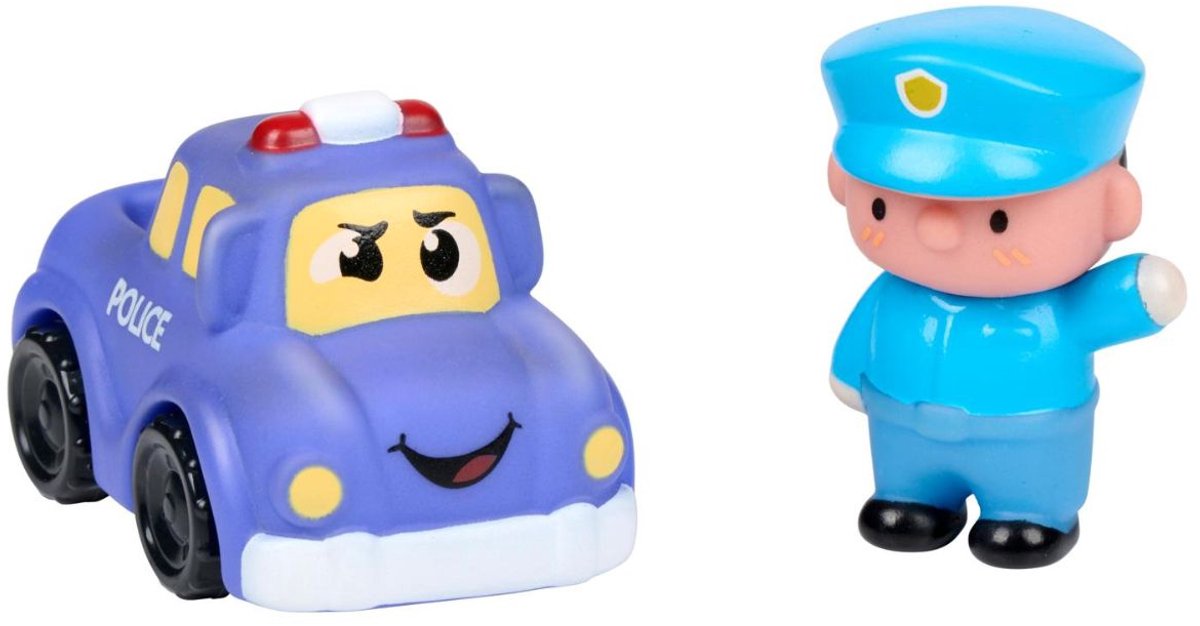 Giochiamo al set da gioco della polizia Eddy Toys - macchina della polizia con bambola - 2 pezzi - blu