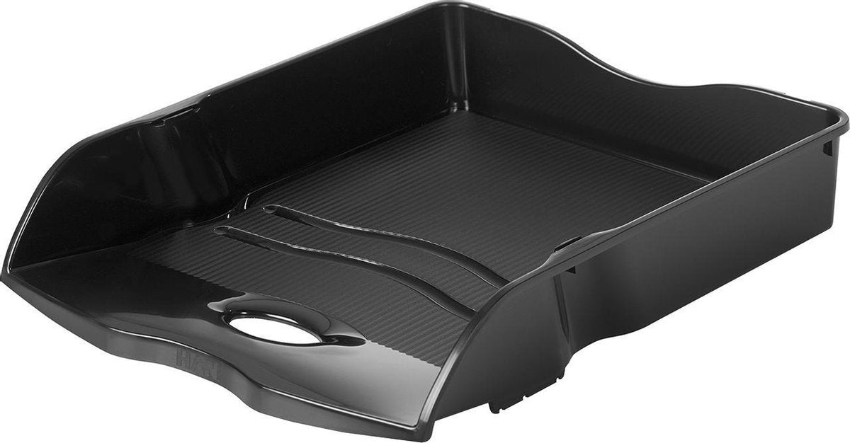 Vassoio per lettere Han - re-loop - 259 x 351 x 63 mm - nero - impilabile e inseribile - 100% riciclato - ha-10298-913