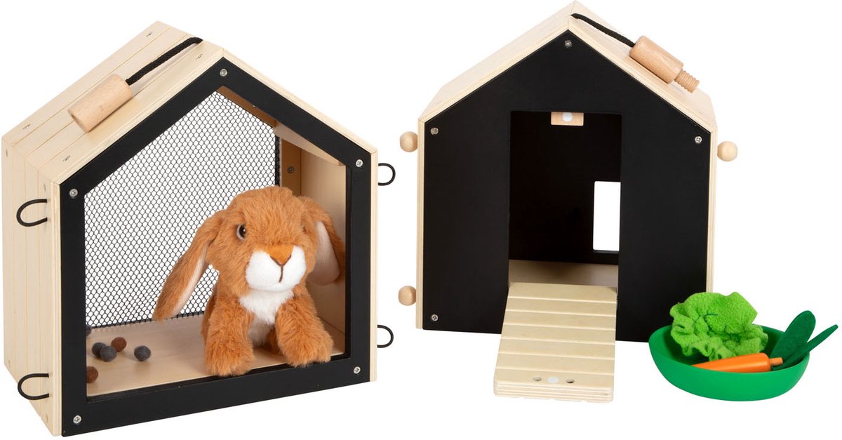 Pie de pie pequeño - loft de conejo de madera con felpa de conejo, 15dlg.