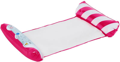 Eddy toys luchtbed zwembad – luchtmatras zwembad volwassenen vanaf 14 jaar – opblaasbed met hoofd- en voetrol – tot 80 kg – voor ondiep water – inclusief reparatiepatch - roze